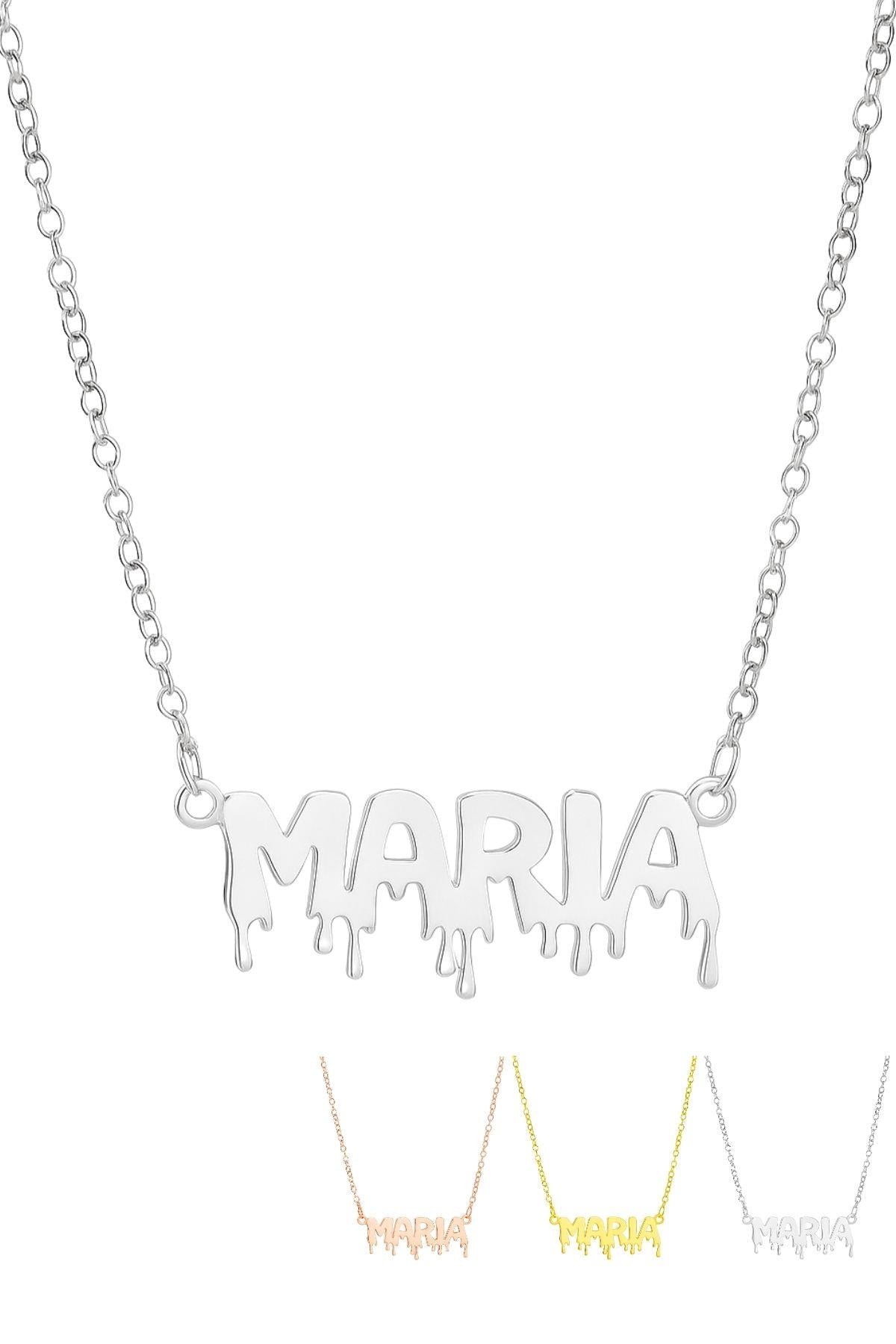 Halloween Dripping Letter Style – 925 Sterling Silver Personalized Necklace – 40+5 cm - Exporgin | Türkiye Comes to You
