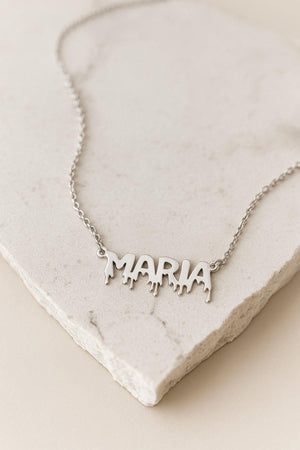 Halloween Dripping Letter Style – 925 Sterling Silver Personalized Necklace – 40+5 cm - Exporgin | Türkiye Comes to You