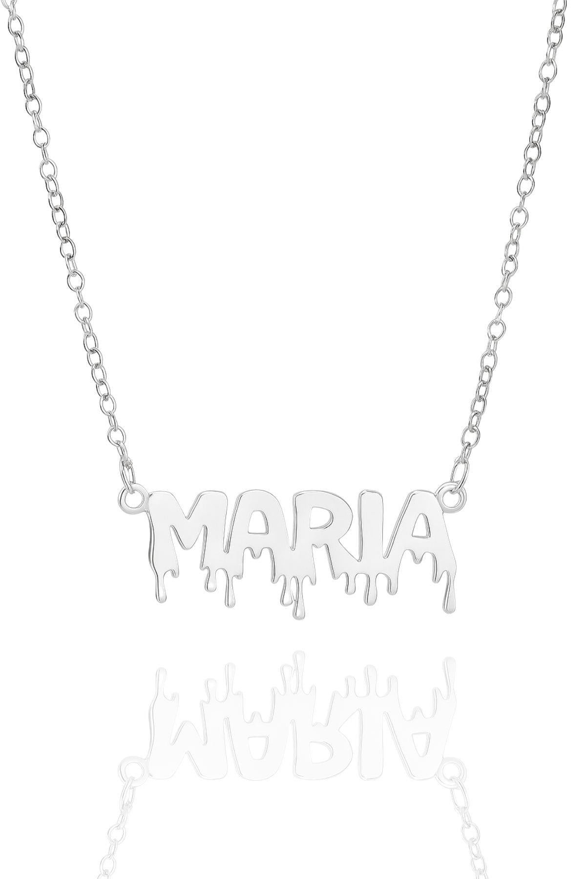 Halloween Dripping Letter Style – 925 Sterling Silver Personalized Necklace – 40+5 cm - Exporgin | Türkiye Comes to You