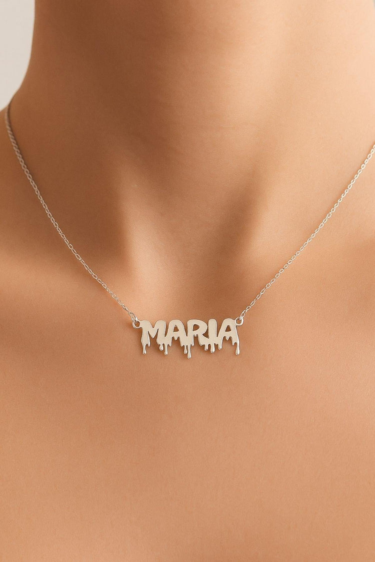Halloween Dripping Letter Style – 925 Sterling Silver Personalized Necklace – 40+5 cm - Exporgin | Türkiye Comes to You