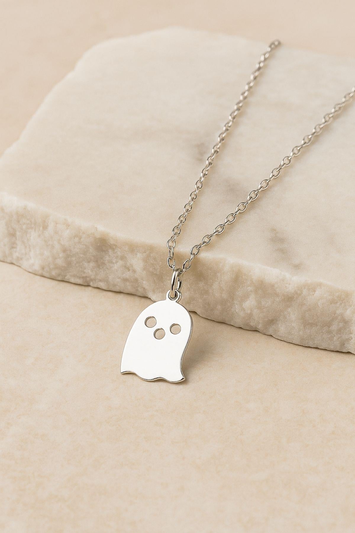 Halloween Ghost – 925 Sterling Silver Necklace – 40+5 cm - Exporgin | Türkiye Comes to You