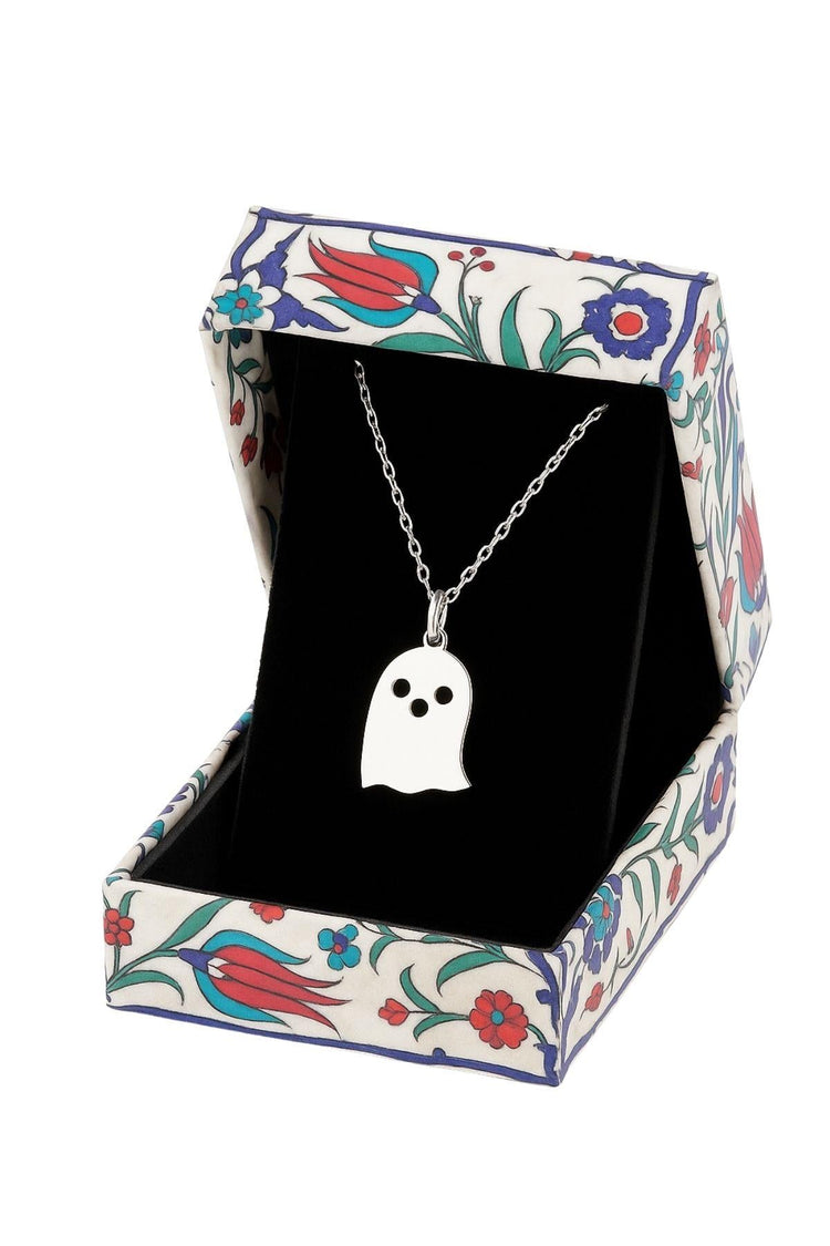 Halloween Ghost – 925 Sterling Silver Necklace – 40+5 cm - Exporgin | Türkiye Comes to You