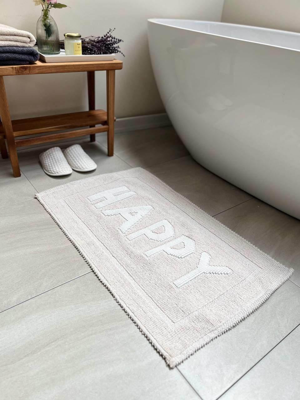 Happy Natural Cotton Bath Mat 50X80 cm - White