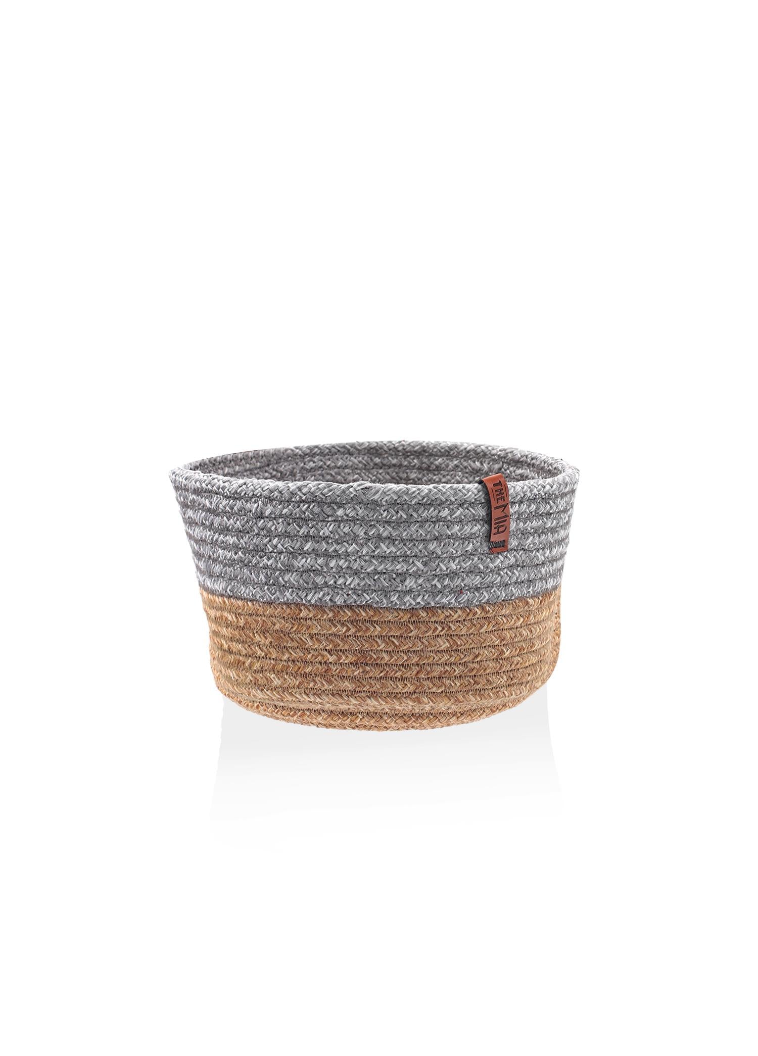 Jutte Round Basket Bamboo Gray 20x13 Cm