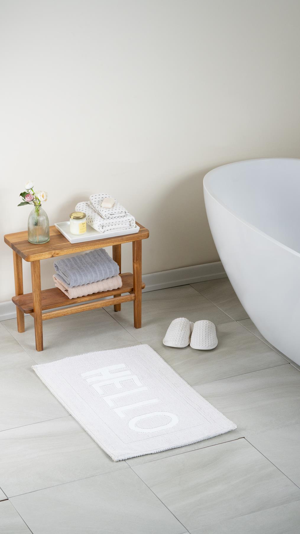 Hello Natural Cotton Bath Mat 50X80 cm - White