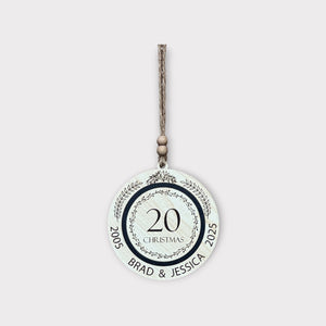 Hippodeco Personalized 20th Anniversary Wooden Christmas Ornament - Custom Name - Exporgin | Türkiye Comes to You