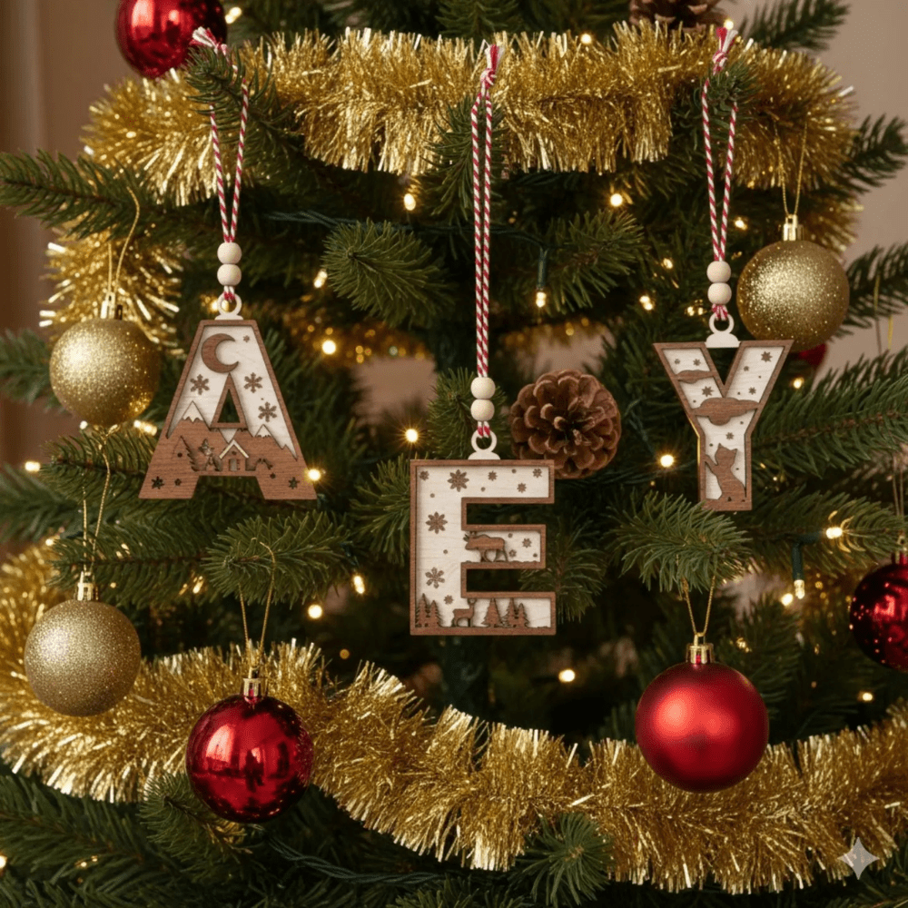 Hippodeco Personalized Letter Ornament – A–Z Wooden Initial Christmas Ornament - Exporgin | Türkiye Comes to You