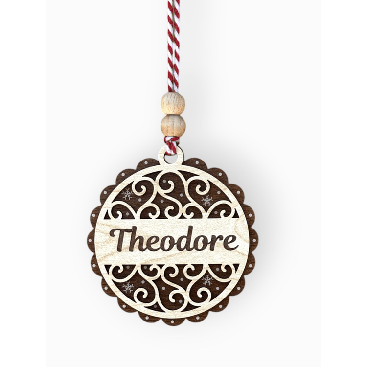 Hippodeco Personalized Wooden Christmas Tree Ornament - Custom Name and Three Different Frame Designs - Exporgin | Türkiye Comes to You