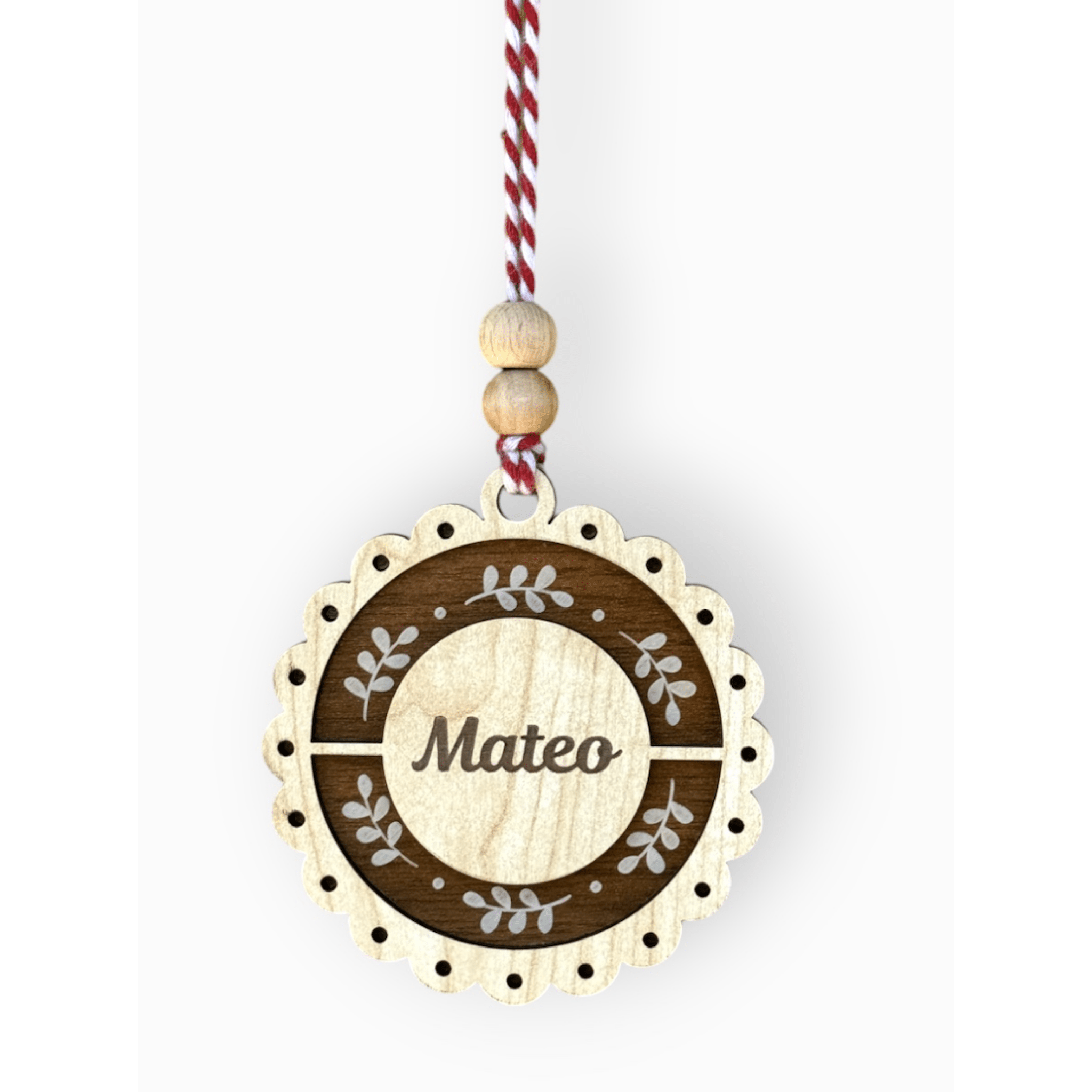 Hippodeco Personalized Wooden Christmas Tree Ornament - Custom Name and Three Different Frame Designs - Exporgin | Türkiye Comes to You