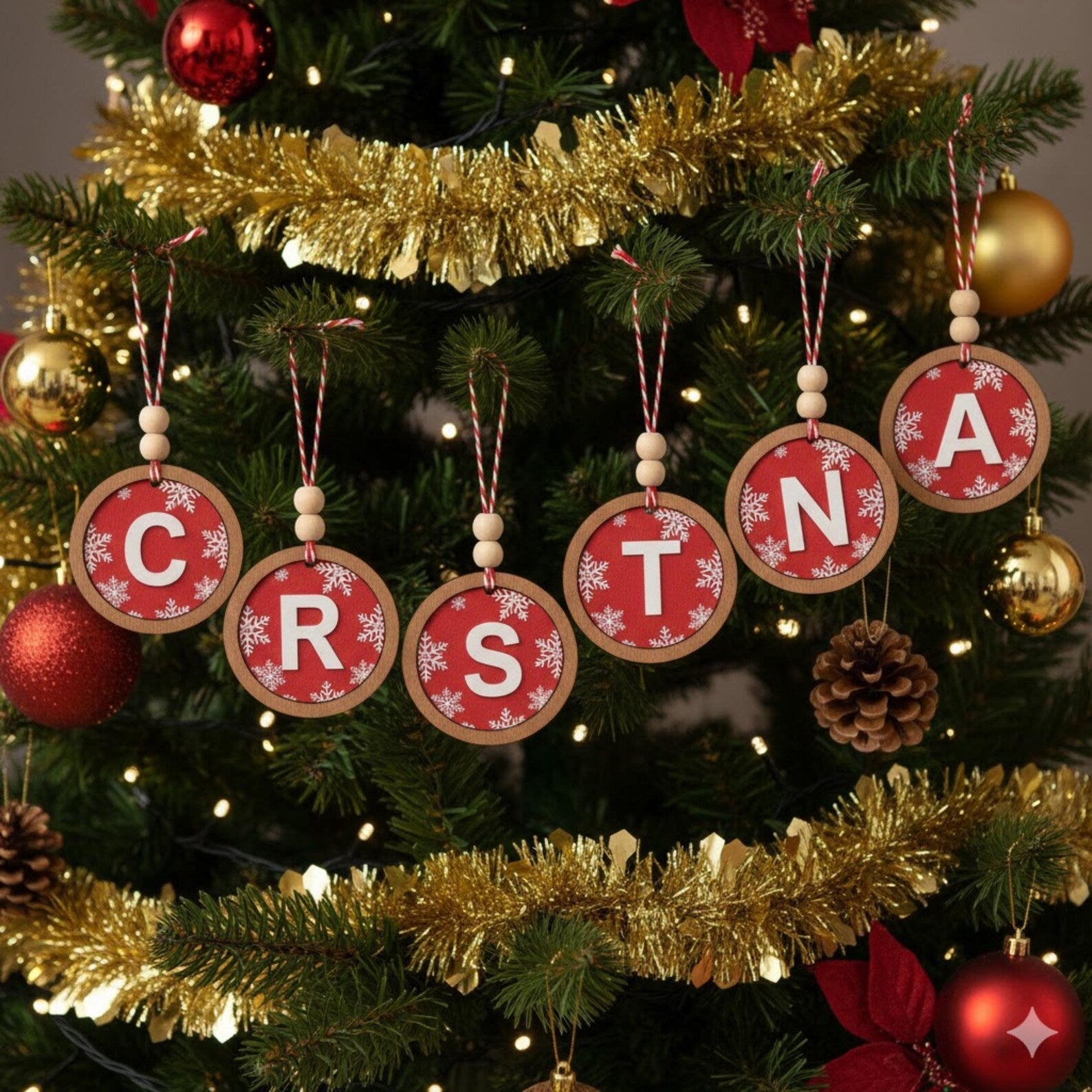 Hippodeco Personalized Wooden Letter Christmas Ornament - Exporgin | Türkiye Comes to You