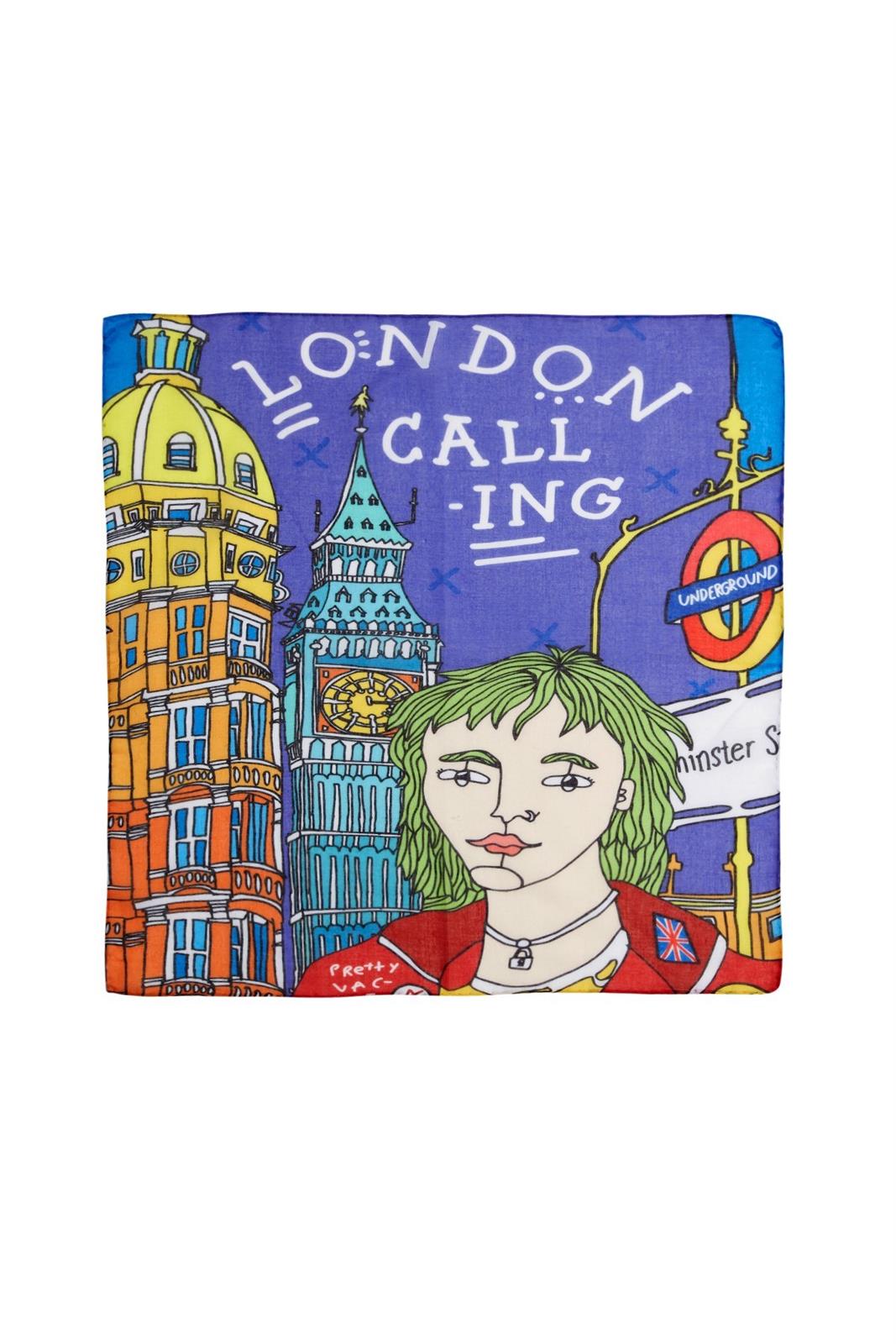 Serie Ikigai City London Diseño especial Dibujo a mano colorido Colorido Multifuncional Colorido 45x45 Bandana