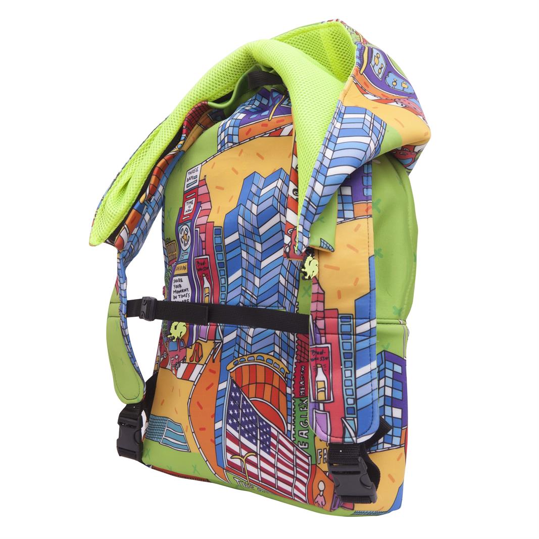 Ikigai City Serie New York Musterte abnehmbare Kapuze -Leichtnotenbuch -Taschen -Rucksack mit Kapuze mit Kapuze