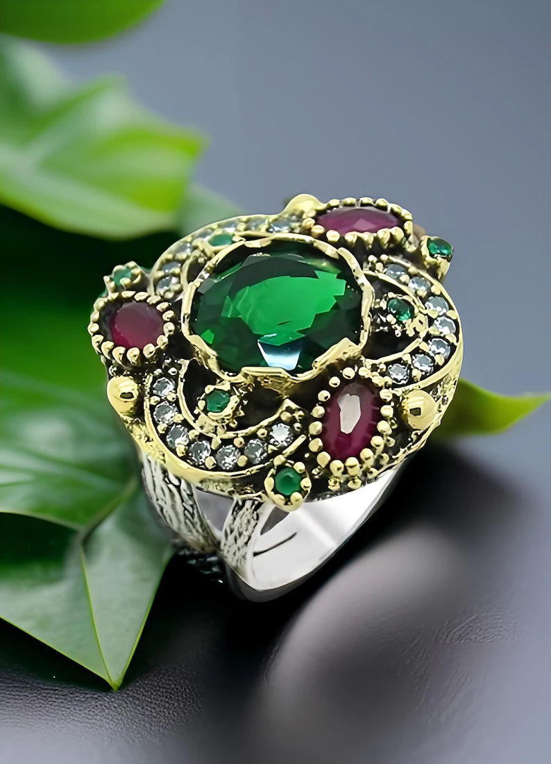 Behiye Series Silver Jade Stone Authentic Women's  Ring