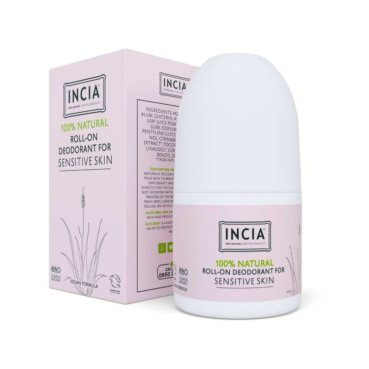 INCIA 100% Natural Roll - on Deodorant For Sensitive Skin - 50ml - Exporgin - Global Shopping Site