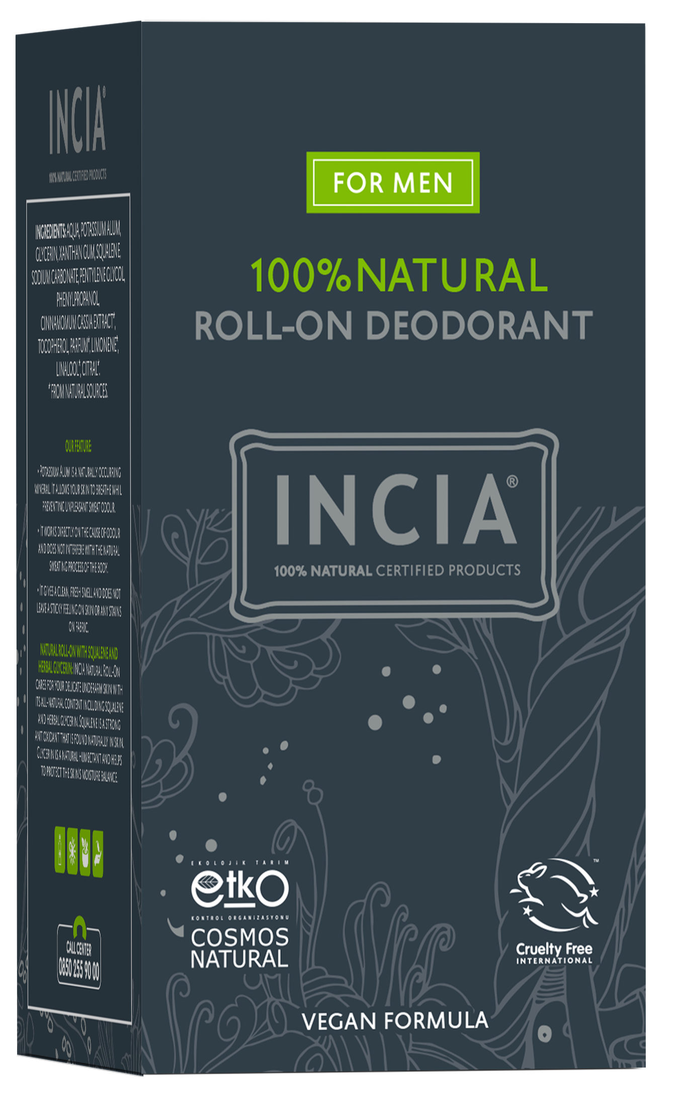 Incia natürlicher Roll-On-Deodorant für Männer