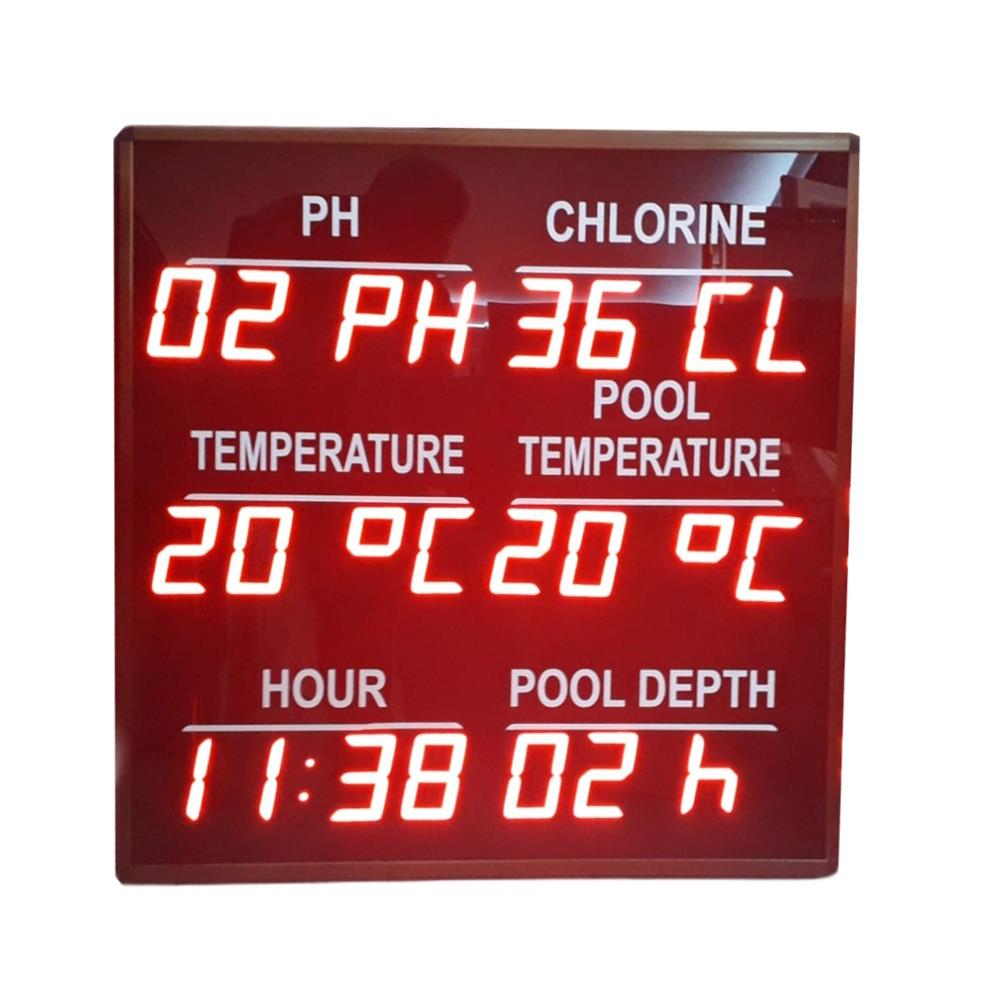 English Pool Time-Degree-Humidity-Chlorine-PH Sign (Case: 70x70 cm)