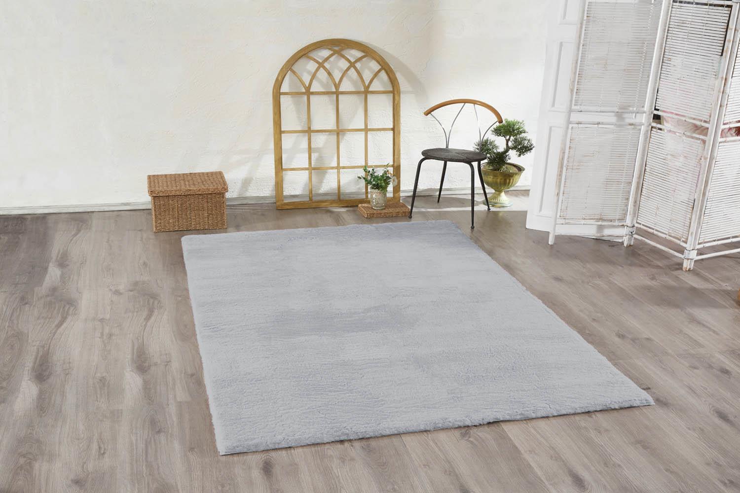 Alfombra de piel de jasrug 120x180 gris claro