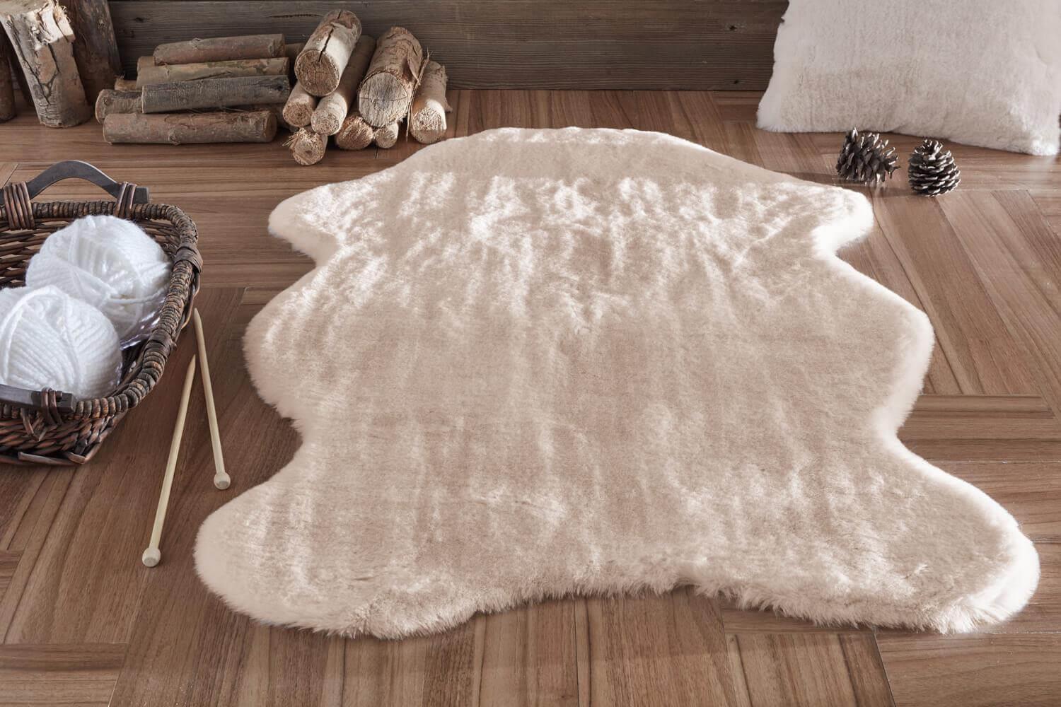 Jasrug fur alfombra de vellón 100x140 beige