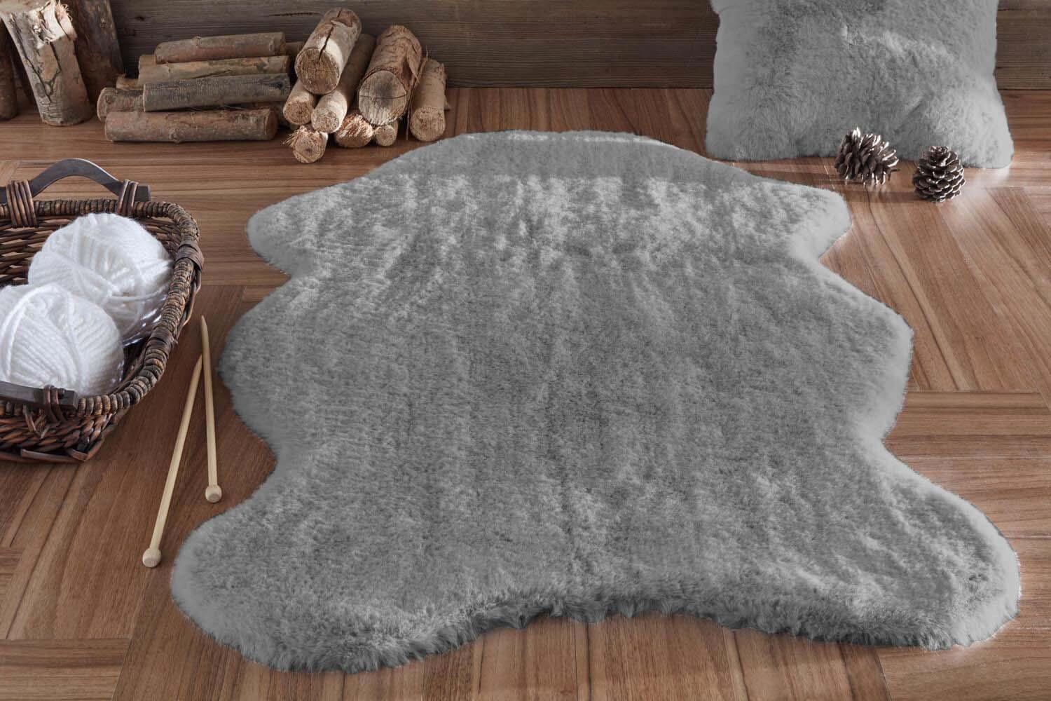 Jasrug fur alfombra de vellón 100x140 gris