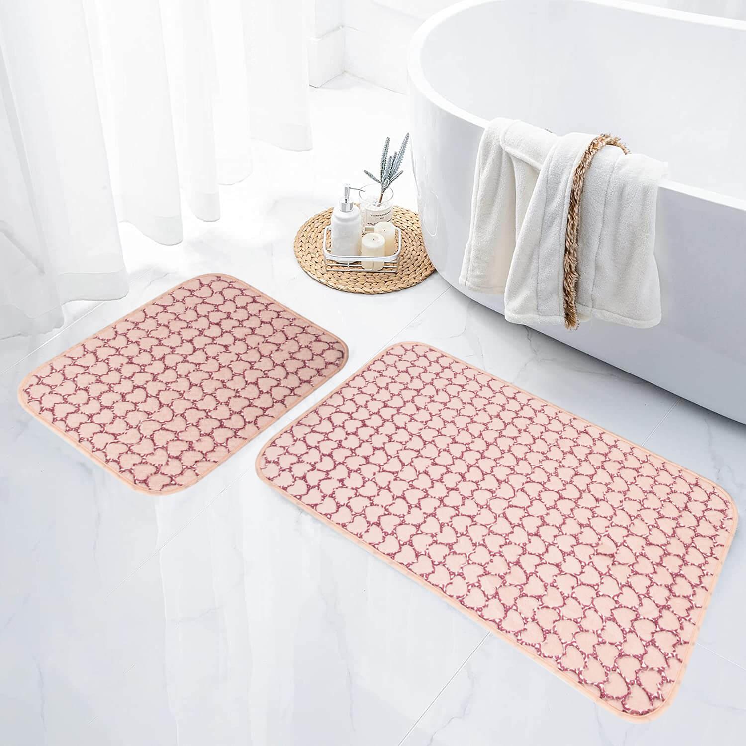 Jassrug Leila Heart Embos 2-pack Bath Mat Pink