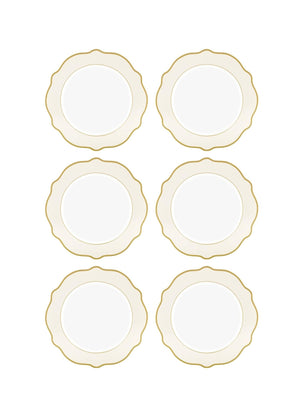 Jaswely Cake Plate 6 Pieces Cream 21 Cm - Exporgin - Global Shopping Site