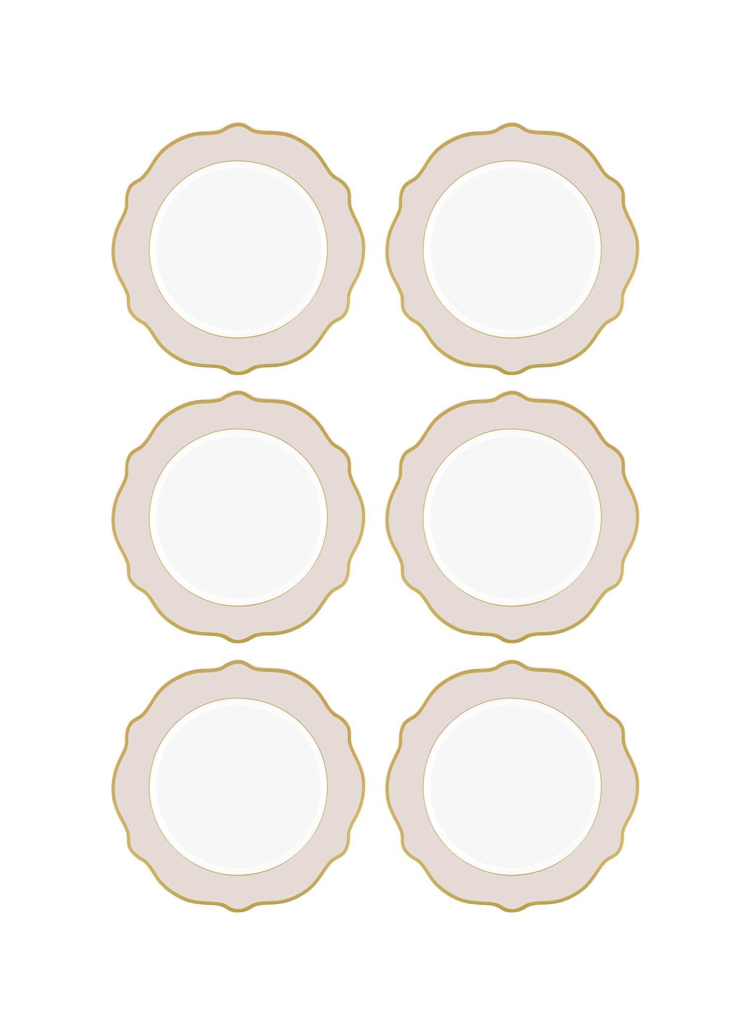 Jaswely Cake Plate 6 Pieces Sand Beige 21 Cm