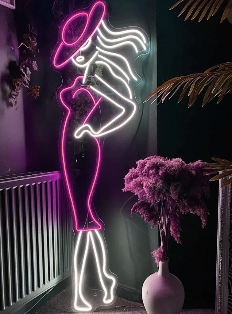 Segno di moda al neon di manichino femminile illuminazione decorativa