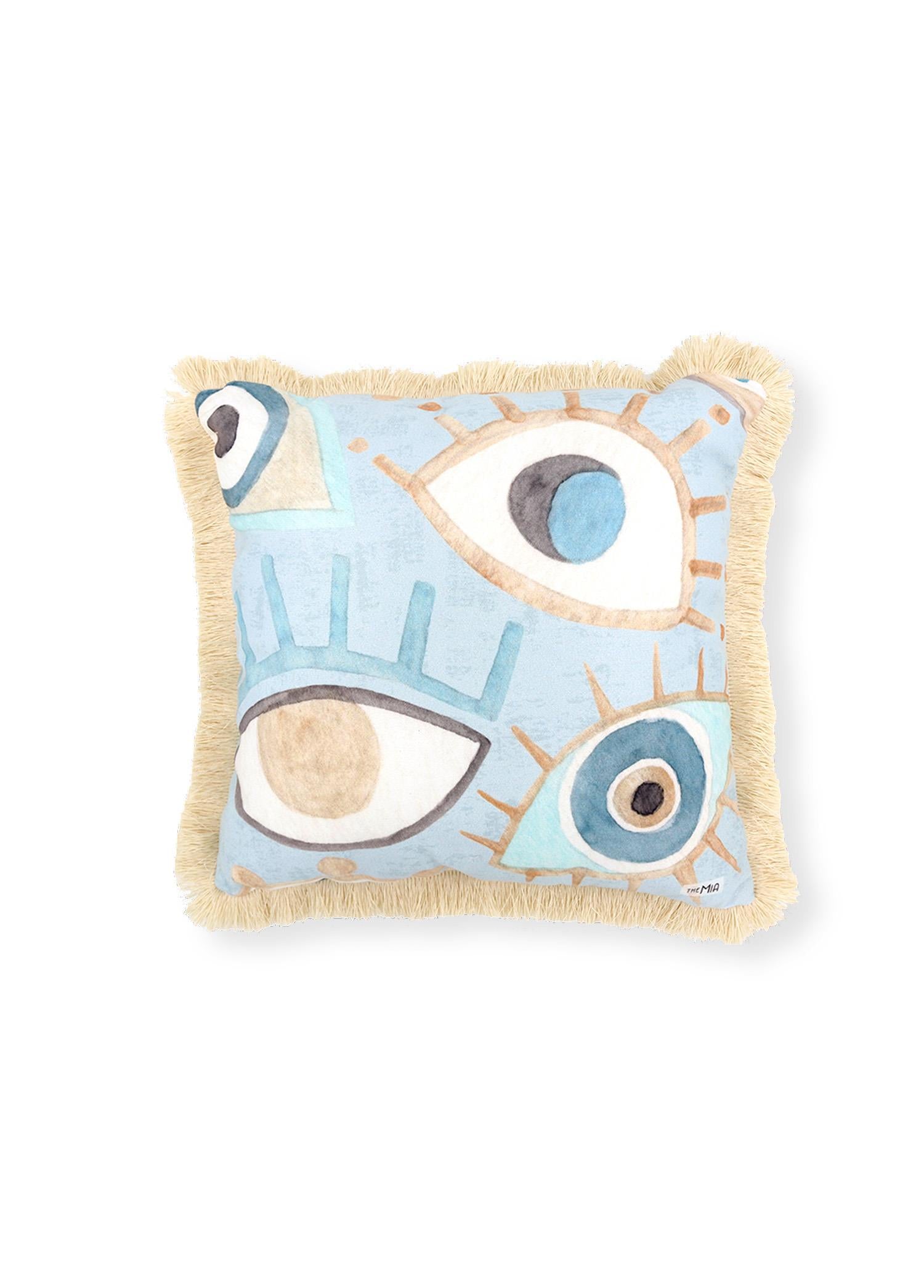 Amulet Cushion Beige Blue 45 x 45 Cm