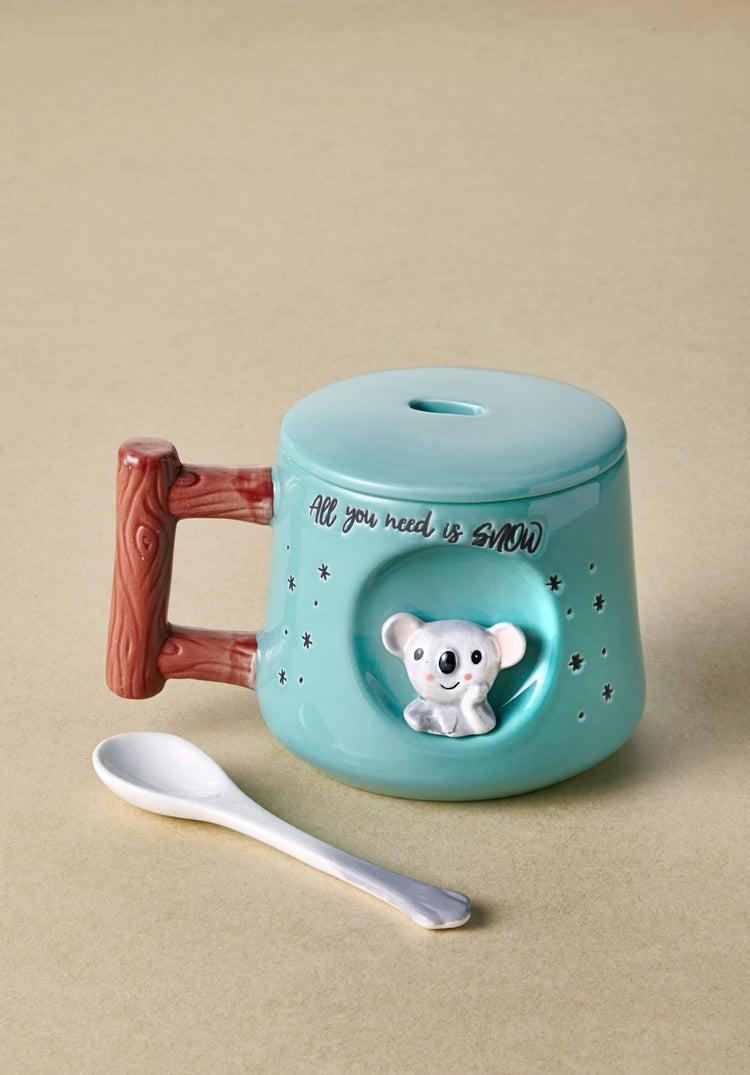 Koala Mug with Lid and Spoon 370 ml - Exporgin - Global Shopping Site