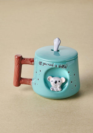 Koala Mug with Lid and Spoon 370 ml - Exporgin - Global Shopping Site