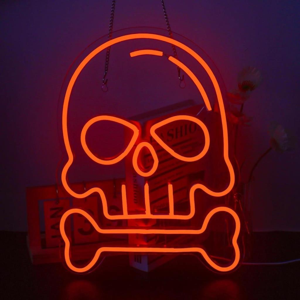 Segno a led al neon cranio illuminazione decorativa