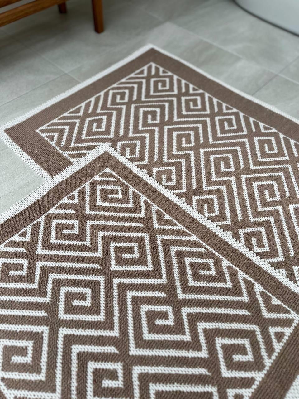 Labyrinth Natural Cotton 2-Piece Bath Mat Set 60x100+50x60 cm - Beige