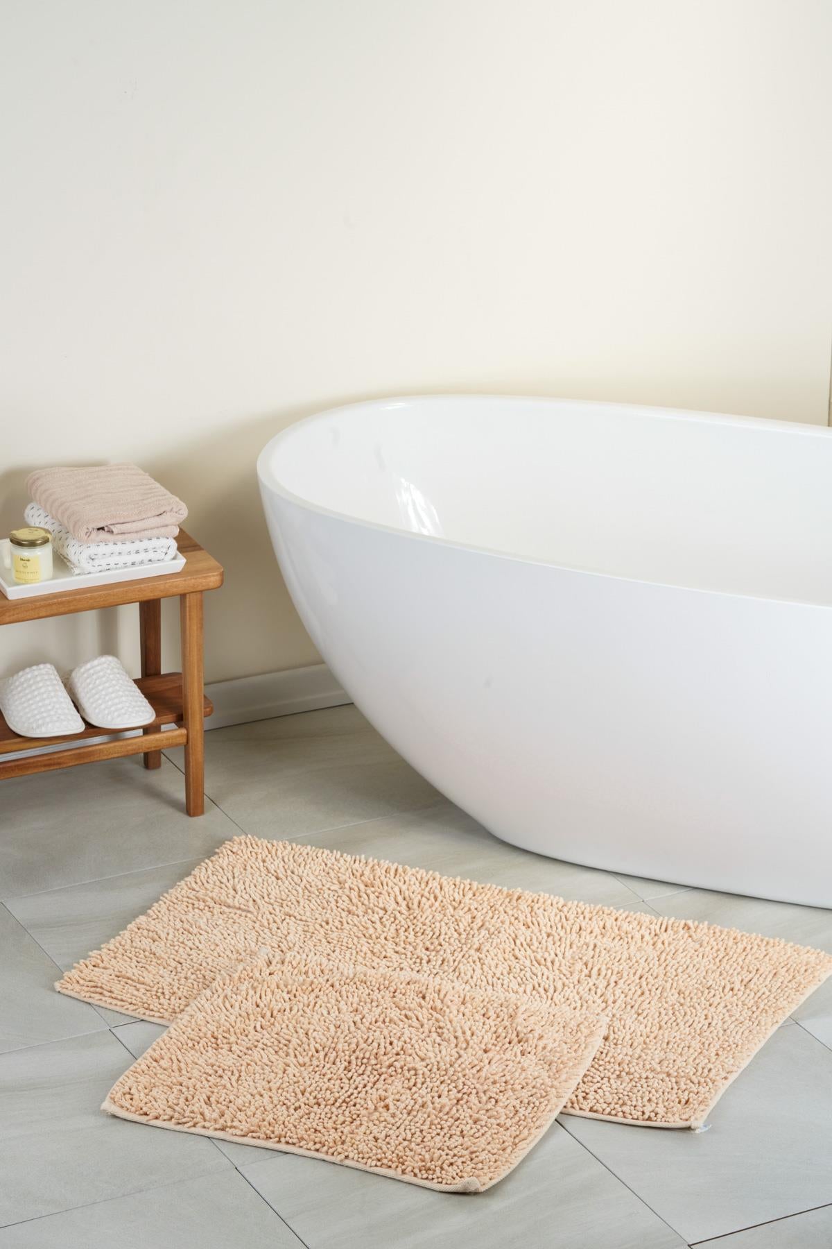 Langkawi Natural Cotton 2-Piece Bath Mat Set 60x100+50x60 cm - Light Beige