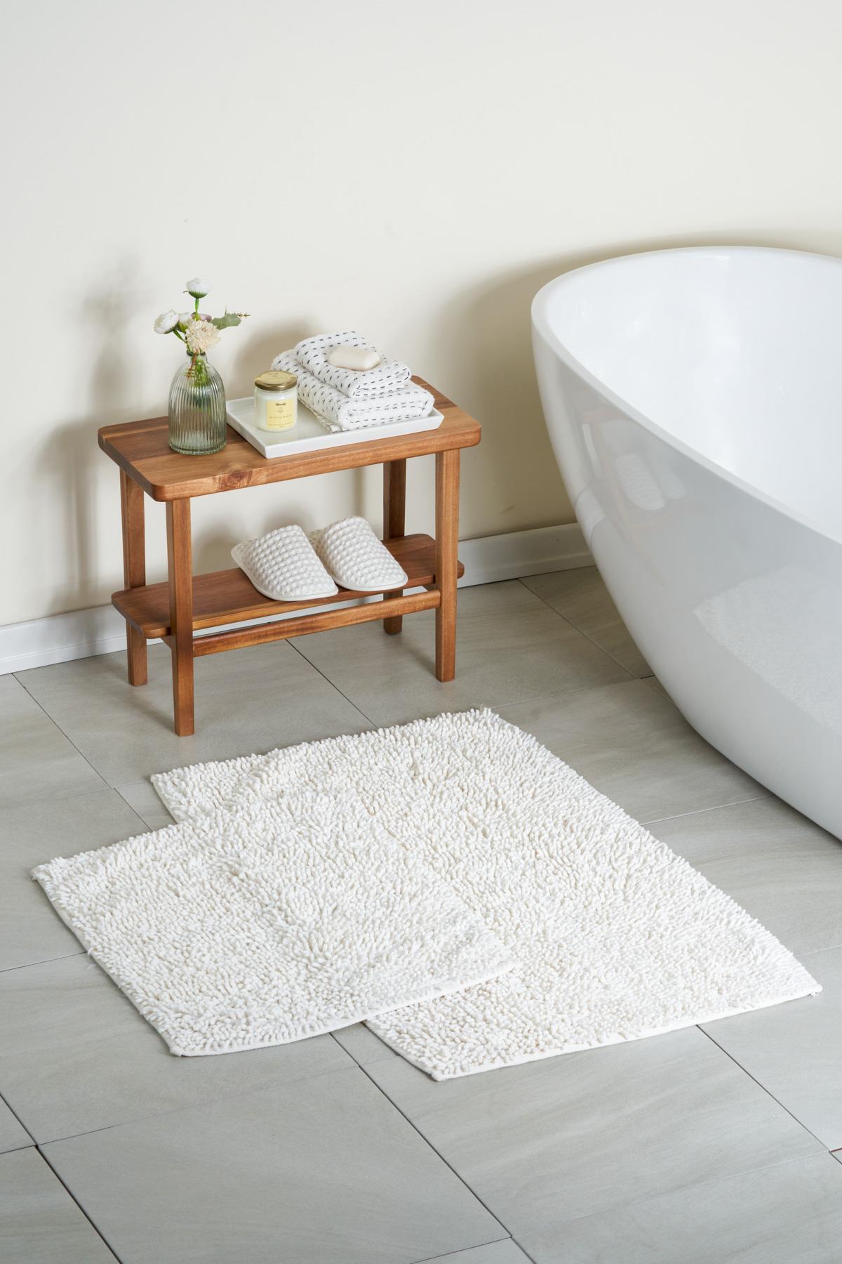 Langkawi Natural Cotton 2-Piece Bath Mat Set 60x100+50x60 cm - White