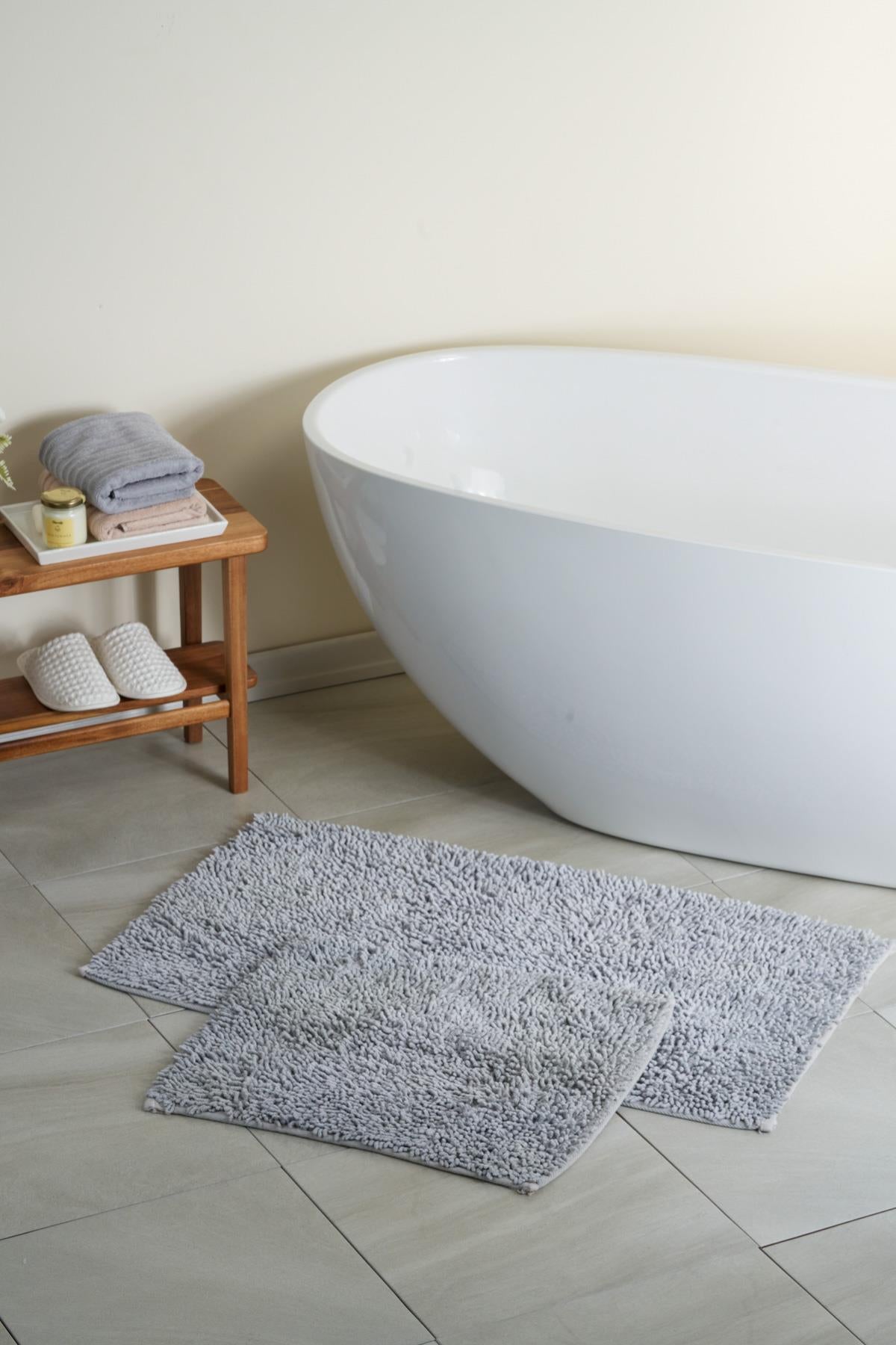 Langkawi Natural Cotton 2-Piece Bath Mat Set 60x100+50x60 cm - Grey