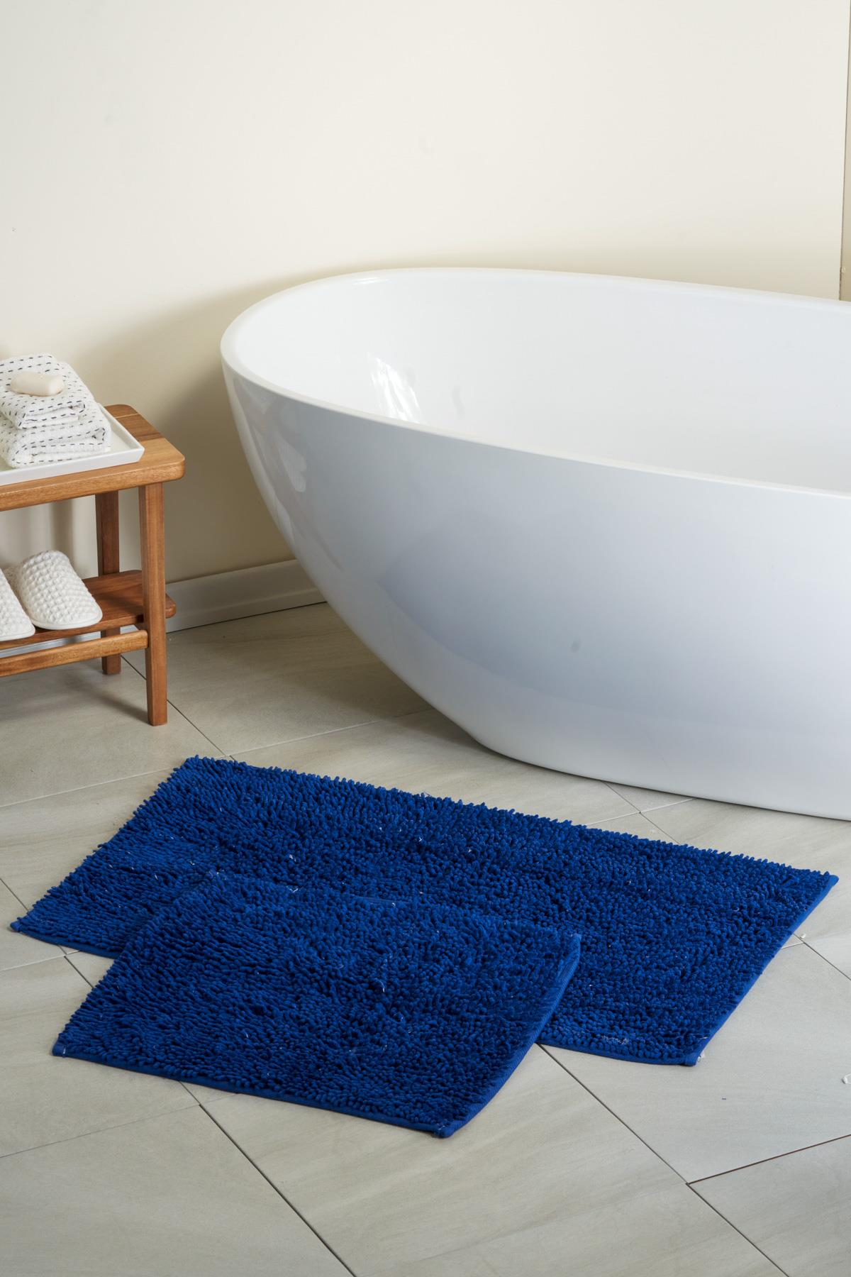 Langkawi Natural Cotton 2-Piece Bath Mat Set 60x100+50x60 cm - Navy Blue