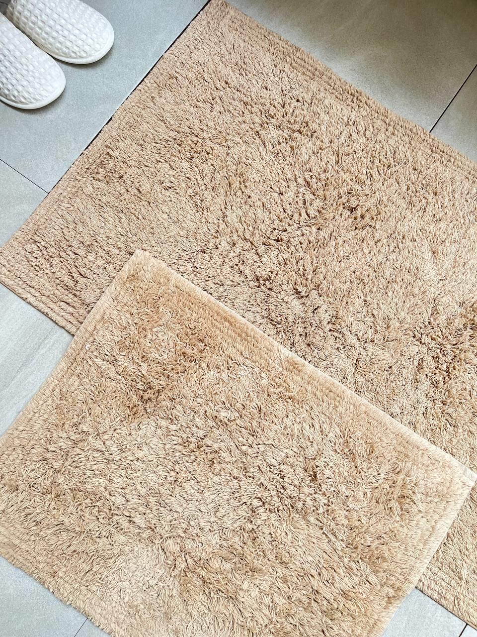 Lantau Natural Cotton 2-Piece Bath Mat Set 60x100+50x60 cm - Beige