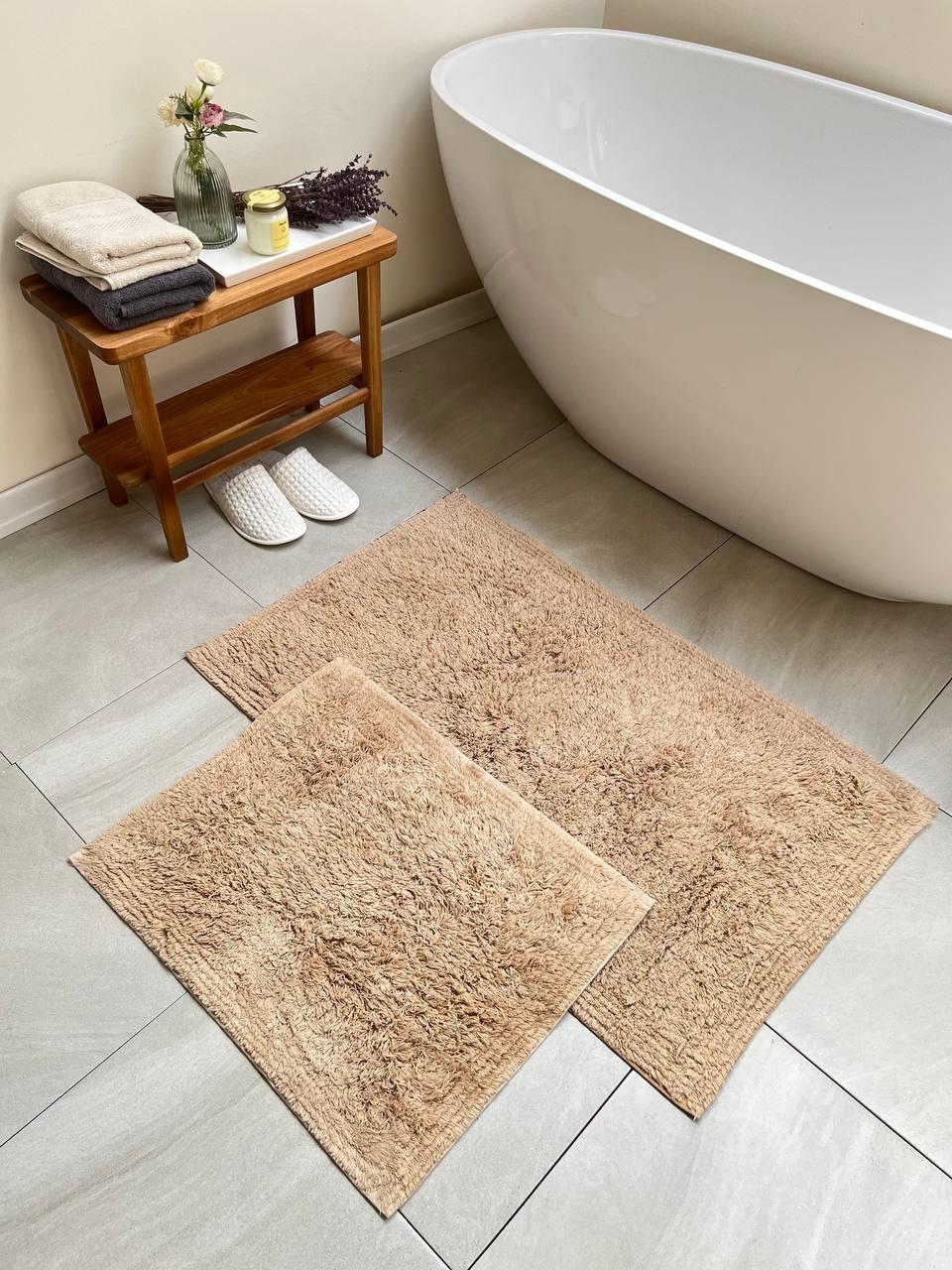 Lantau Natural Cotton 2-Piece Bath Mat Set 60x100+50x60 cm - Beige