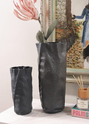 Licia Ceramic Vase Black 18x12x40 cm - Exporgin - Global Shopping Site