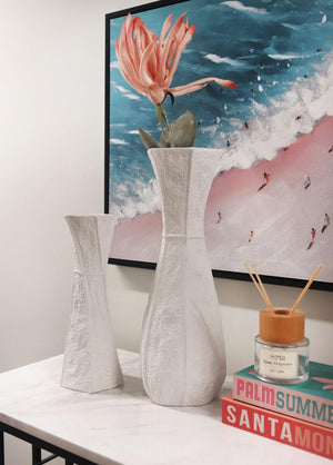 Licia Ceramic Vase White 17x15x45 cm - Exporgin - Global Shopping Site