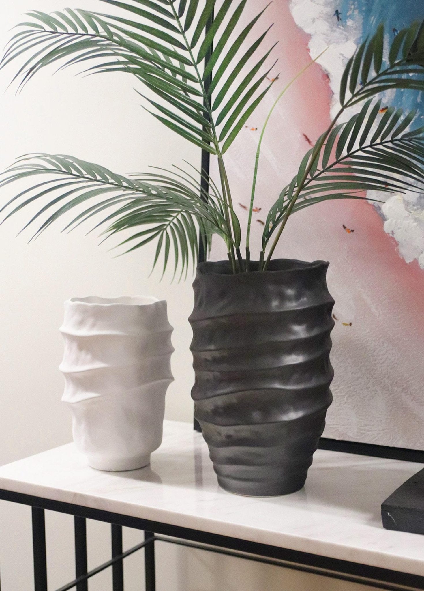 Licia Ceramic Vase White 17x17x25 cm - Exporgin - Global Shopping Site