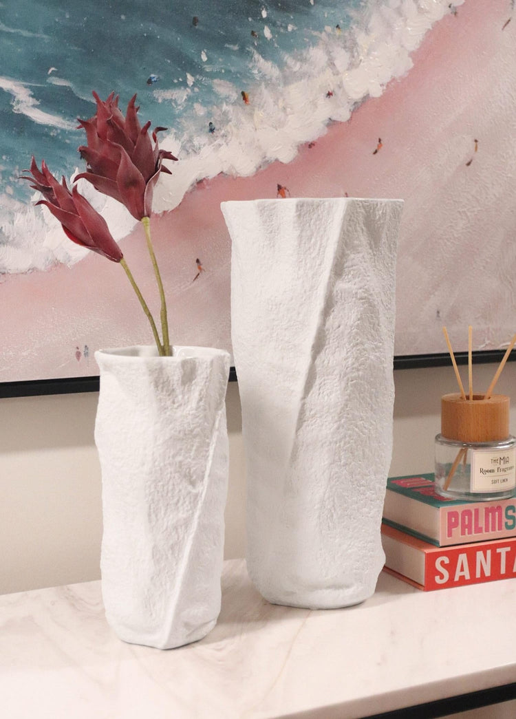 Licia Ceramic Vase White 18x12x40 cm - Exporgin - Global Shopping Site