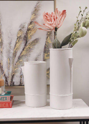 Licia Ceramic Vase White 18x16x41 cm - Exporgin - Global Shopping Site