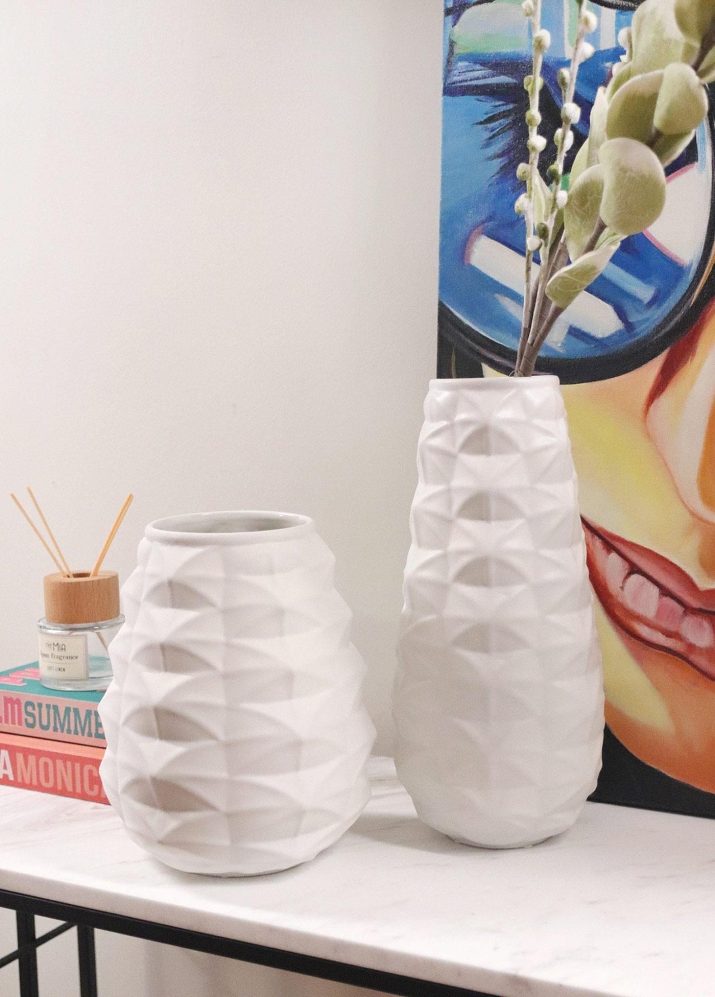 Licia Ceramic Vase White 21x21x27 cm - Exporgin - Global Shopping Site