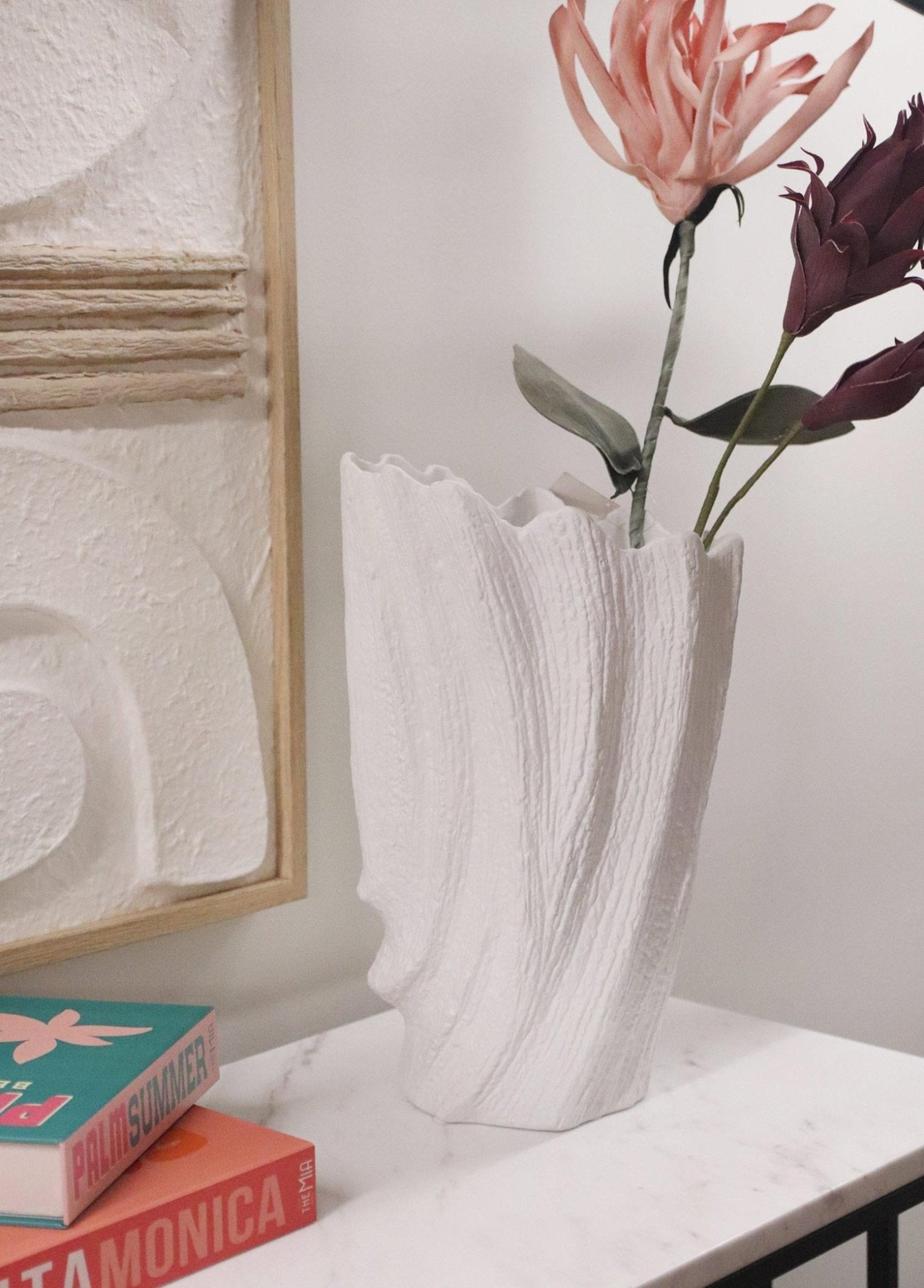 Licia Ceramic Vase White 24x15x38 cm - Exporgin - Global Shopping Site