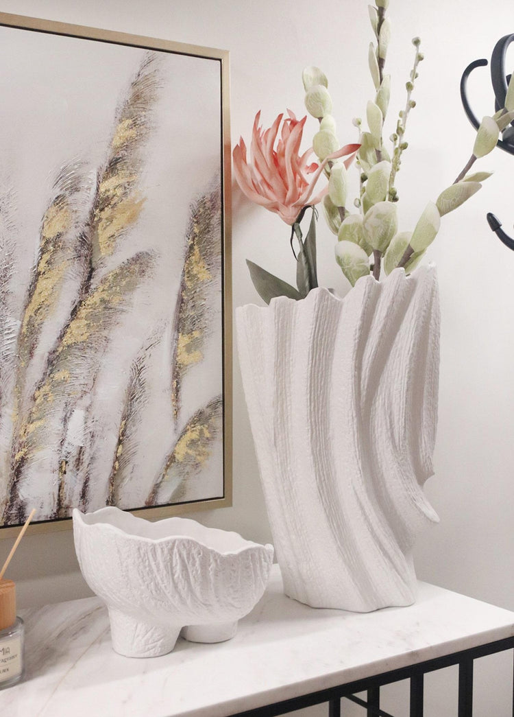 Licia Ceramic Vase White 29x19x47 cm - Exporgin - Global Shopping Site