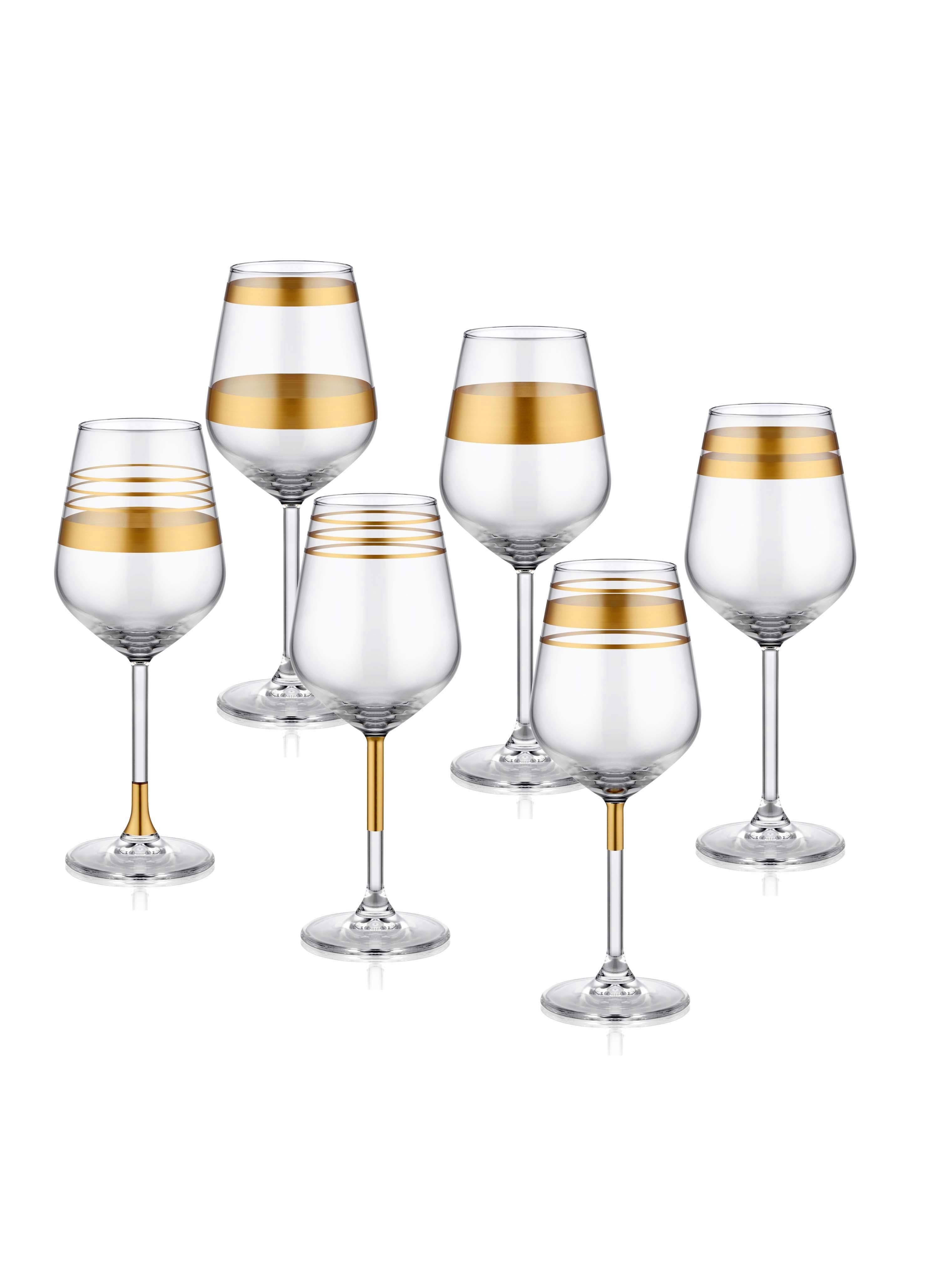 Lines Wine Glass Set of 6 - Gold