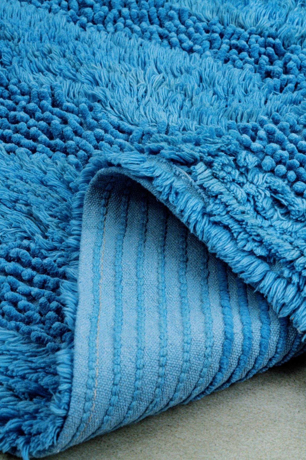 Luxury Softy Natural Cotton 2-Piece Bath Mat Set 60x100+50x60 - Blue