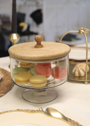 Madera Footed Cookie Jar 18x17x17 cm - Exporgin - Global Shopping Site