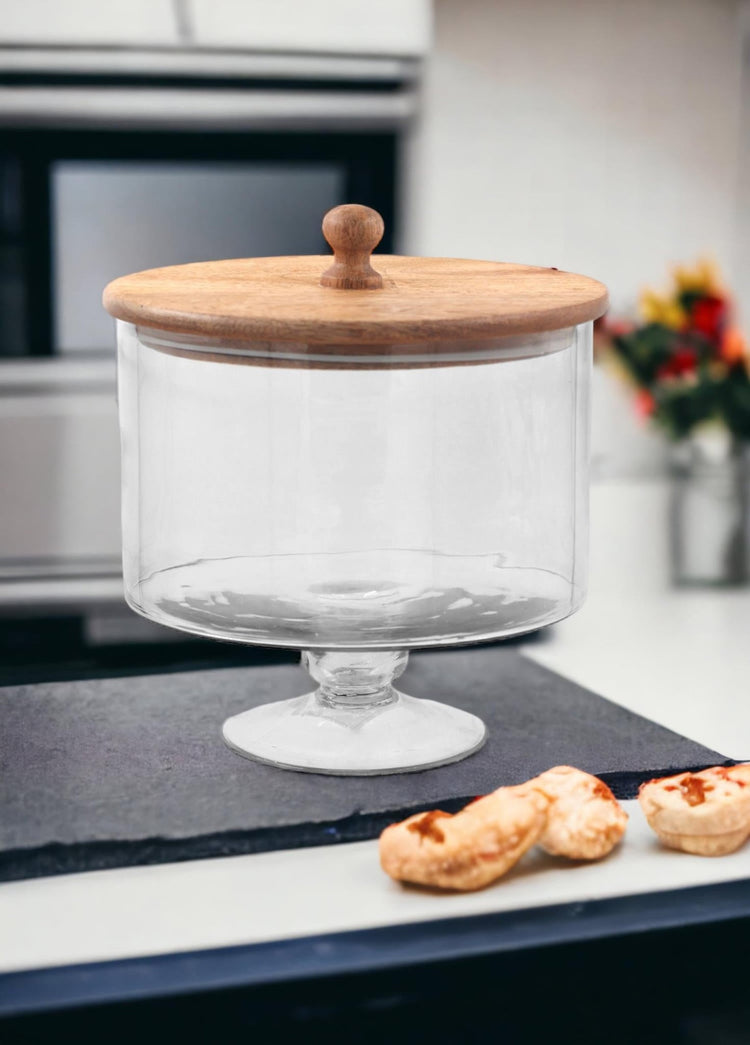 Madera Footed Cookie Jar 24x20x20 cm - Exporgin - Global Shopping Site